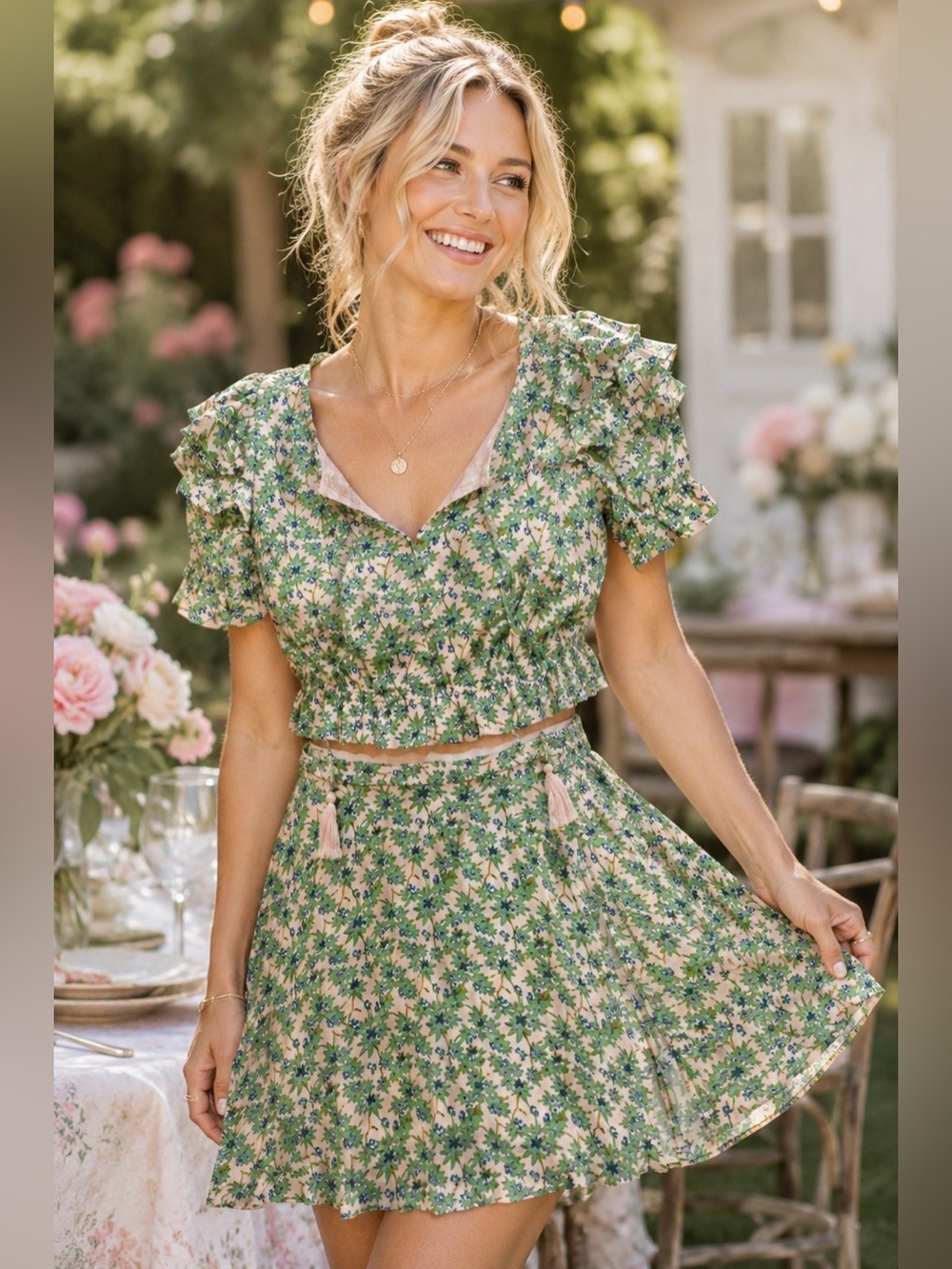 Chelsea and Violet 2 piece set. Cottagecore, Feminine, garden party,